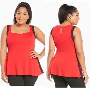 Torrid Peplum Tank with Lace Trim